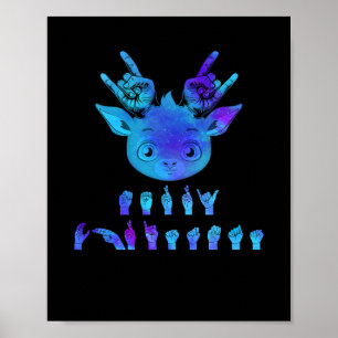 Poster Langue Sourds Reindeer de Noël Sourds Asl Lauréats