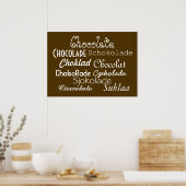 Poster Langues de l'affiche de chocolat 28" x 20", (Matte (Cuisine)
