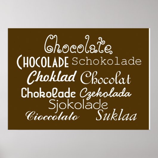 Poster Langues de l'affiche de chocolat 28" x 20", (Matte (Devant)