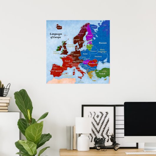 Poster Langues de l'Europe (Bureau à domicile)