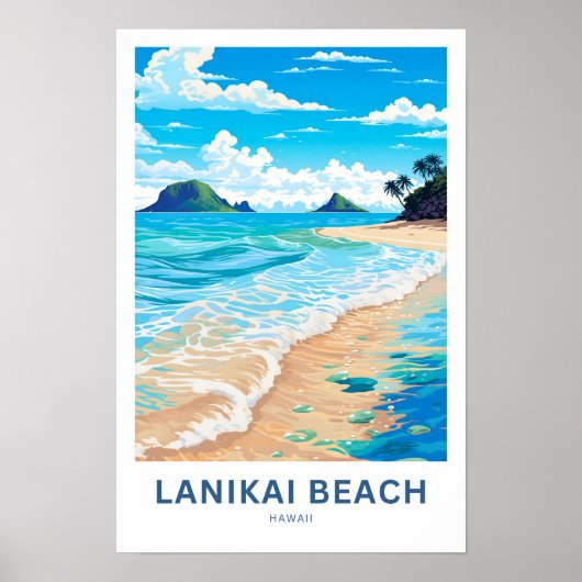 Poster Lanikai Beach Hawaii Imprimer voyage (Devant)