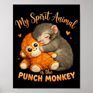 Poster L'animal spirituel est le singe punch pelucheux qu