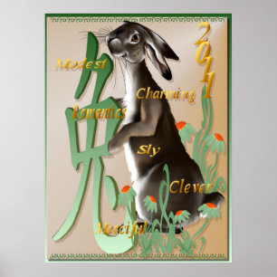 Poster L'année de l'affiche de lapin