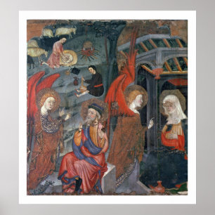 Poster L'annonce avec des bergers faisant le fromage dans