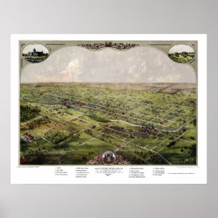 Poster Lansing, carte panoramique de MI - 1866