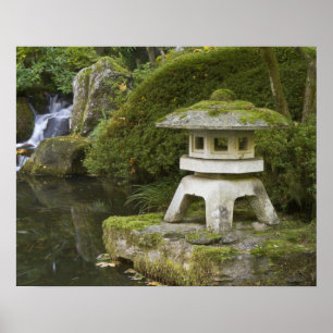 Poster Lantern en pierre et Heavenly Falls