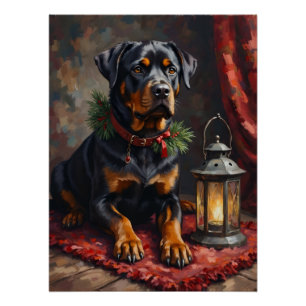 Poster Lanterne de Noël de Rottweiler digne