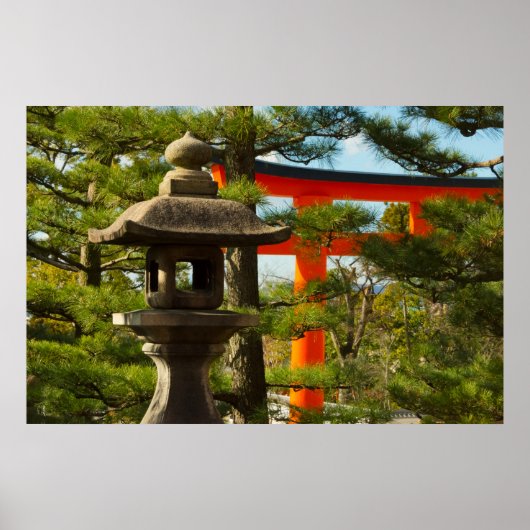 Poster Lanterne en pierre et porte Torii (Devant)