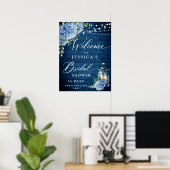 Poster Lanterne Hydrangea Bleue Bois Bohème Mariage (Bureau à domicile)