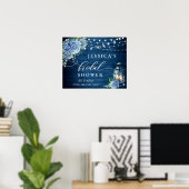 Poster Lanterne Hydrangea Bleue Bois Boho Shower de Marié (Bureau à domicile)