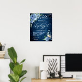 Poster Lanterne Hydrangea Bleue Mariage Cérémonie Non Bra (Bureau à domicile)
