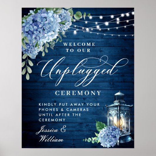 Poster Lanterne Hydrangea Bleue Mariage Cérémonie Non Bra (Devant)