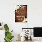 Poster Lanterne Roses Blanches Bois Rustique Fête de Fian (Bureau à domicile)