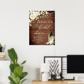 Poster Lanterne Roses Blanches Bois Rustique Mariage (Bureau à domicile)