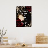 Poster Lanterne Rustic Glow Roses Rouge Foncé Mariage Bie (Cuisine)