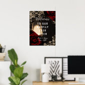 Poster Lanterne Rustic Glow Roses Rouge Foncé Mariage Bie (Bureau à domicile)