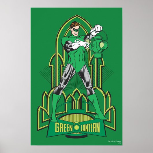 Poster Lanterne verte sur arrière - plan décoratif (Devant)