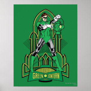 Poster Lanterne verte sur arrière - plan décoratif