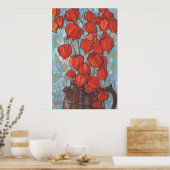 Poster Lanternes chinoises, Physalis peinture florale d'a (Cuisine)