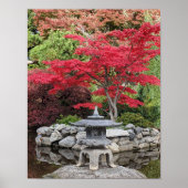 Poster Lanternes de jardin japonais et feuilles d'érable (Devant)