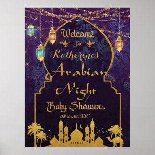 Poster Lanternes Exotic Arabian Nights Baby shower Bienve