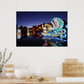 Poster lanternes japonaises la nuit (Cuisine)