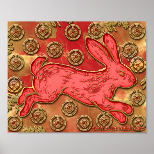 Poster Lanternes rouges Rabbit 2023 Nouvel An chinois (Devant)