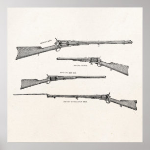 Poster L'antiquité vintage de fusil de chasse de 1800s a
