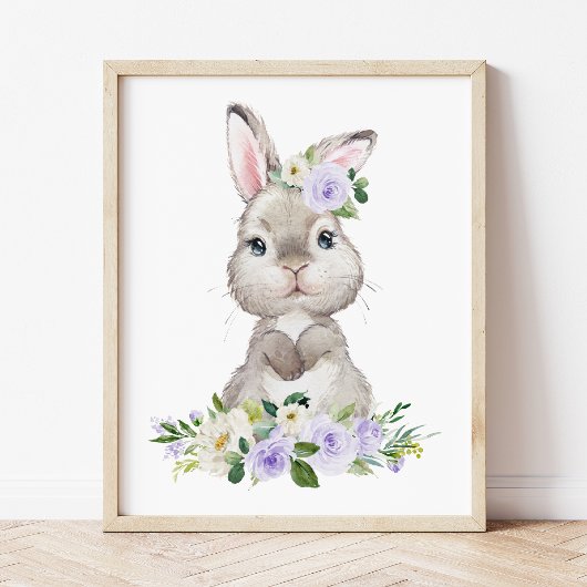 Poster Lapin, Animaux De Ferme, Fleurs Lilacées, Neutre S