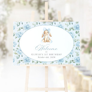 Poster Lapin, Arc, Fleurs Bleues, Bienvenue pour le Premi