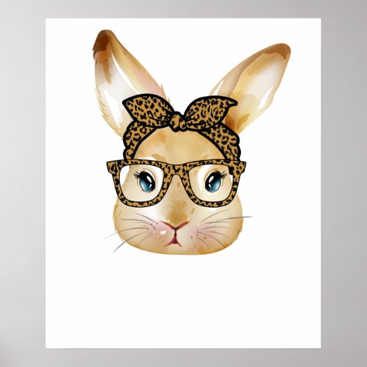 Poster lapin arc verre léopard, rétro, vintage (Devant)
