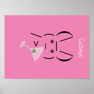 Poster Lapin ascii mignon tenant un martini Thunder_Cove