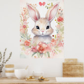 Poster Lapin avec couronne de fleurs (Cuisine)