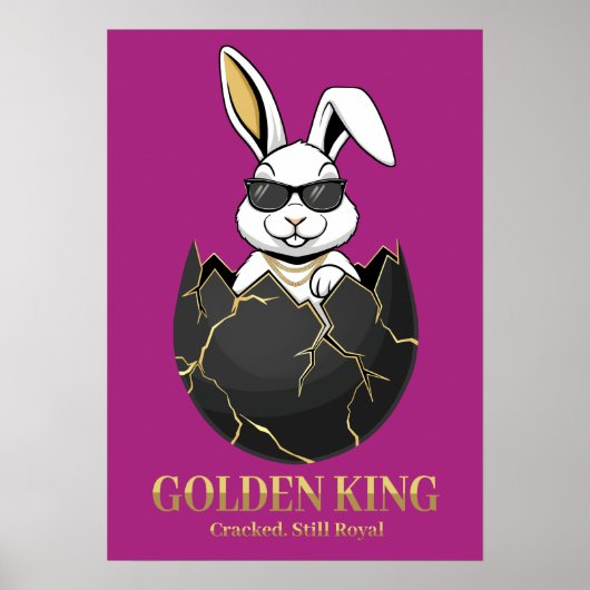 Poster Lapin avec des lunettes cool, Or, fêlé, royal (Devant)