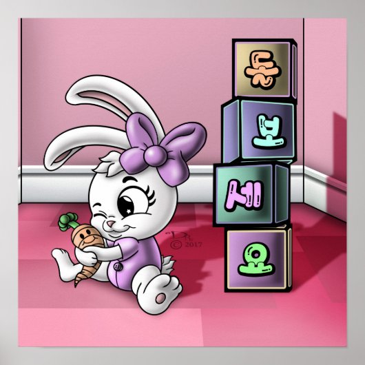 Poster Lapin avec lettrage coréen (Devant)