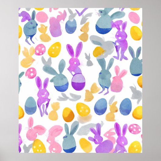 Poster lapin avec oeufs de pâques (Devant)