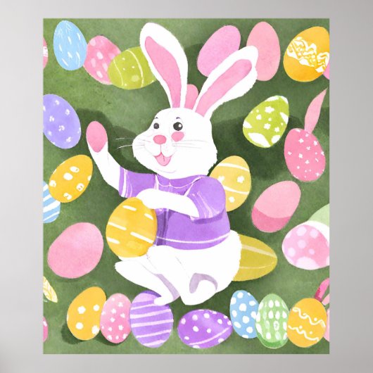 Poster lapin avec oeufs de pâques (Devant)