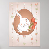 Poster Lapin avec tulipes Lapin de vacances de printemps (Devant)