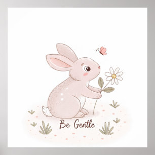 Poster Lapin Bébé Gentil – Scandinave Minimaliste