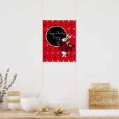 Poster Lapin blanc à l'anniversaire rouge (Cuisine)