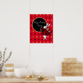 Poster Lapin blanc à l'anniversaire rouge (Cuisine)