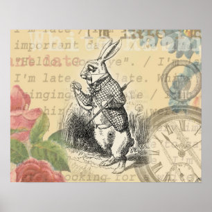 Poster Lapin Blanc Aventures d'Alice au Pays des Merveill