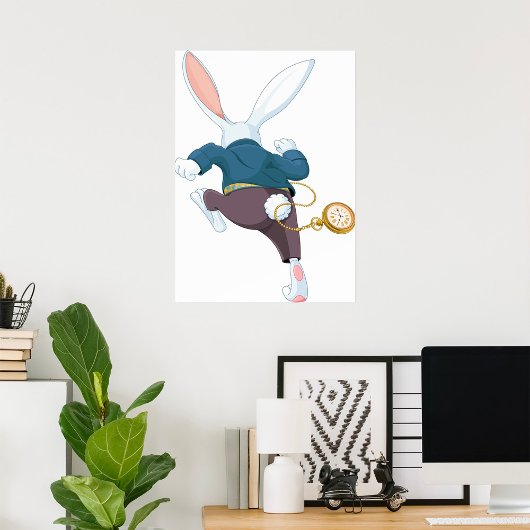 Poster Lapin Blanc Qui S'Éloigne