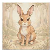 Lapin brun mignon dans une forêt