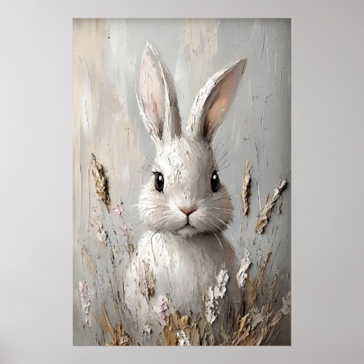 Poster Lapin Bunison Fleur Boho Portrait Impression, Pâqu (Devant)