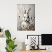 Poster Lapin Bunison Fleur Boho Portrait Impression, Pâqu (Bureau à domicile)