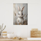 Poster Lapin Bunison Fleur Boho Portrait Impression, Pâqu (Cuisine)
