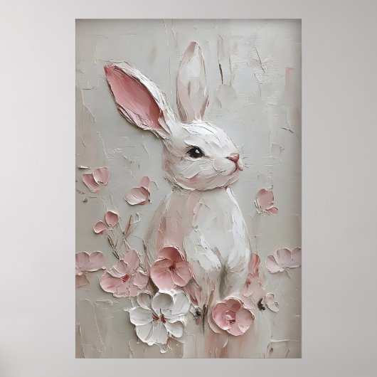 Poster Lapin Bunison Fleur Portrait Impression, Pâques (Devant)