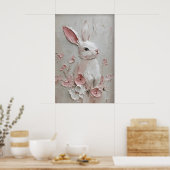 Poster Lapin Bunison Fleur Portrait Impression, Pâques (Cuisine)