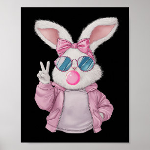 Poster Lapin Bunny soufflant de la gomme à bulles Jour de